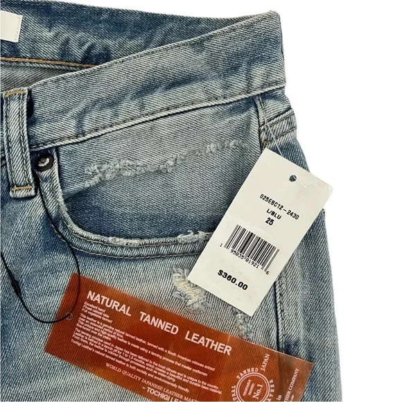 Moussy Vintage Tapered Distressed Jeans Light Blue Denim Ankle Raw hem Size 25 - Picture 6 of 10